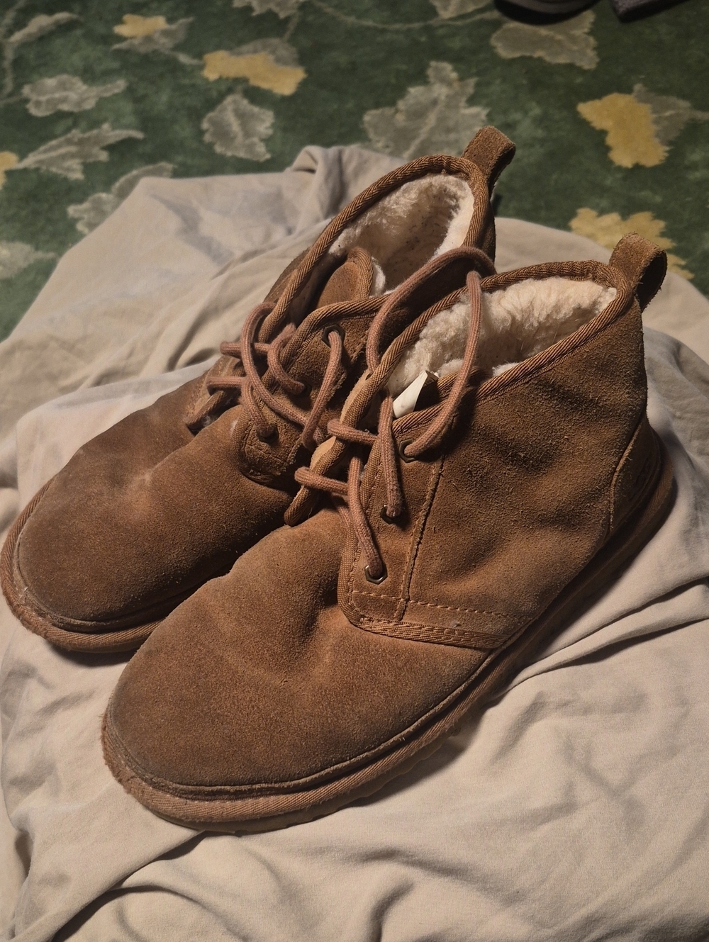 UGG Brown Suede Lace-Up Winter Boots with Shearling Lining